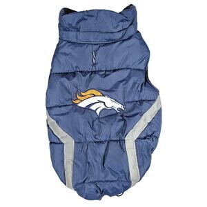 DENVER BRONCOS NFL Vest Winter Dog Hoodie Puffer Blue, Size XL